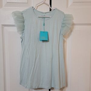 NEW Starry Blue Tulle Sleeve Shirt - 10Y-12Y